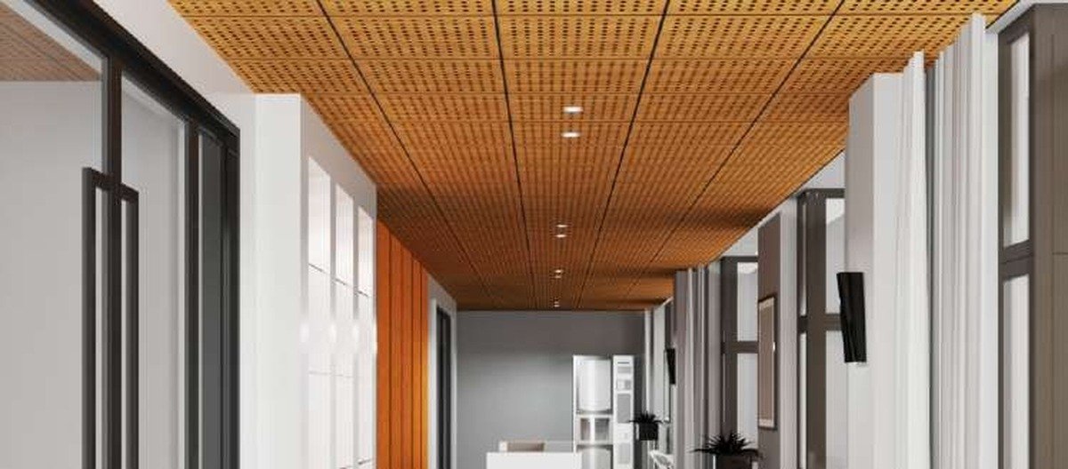 AcoustiPlanks linear felt ceiling system installation