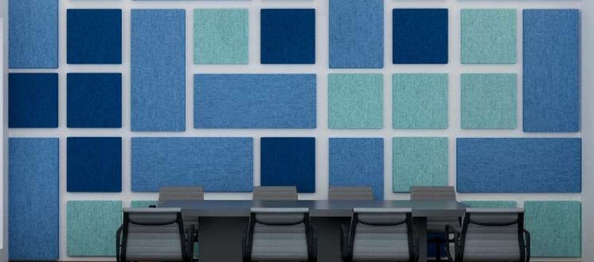AcoustiSo modular felt tile wall installation