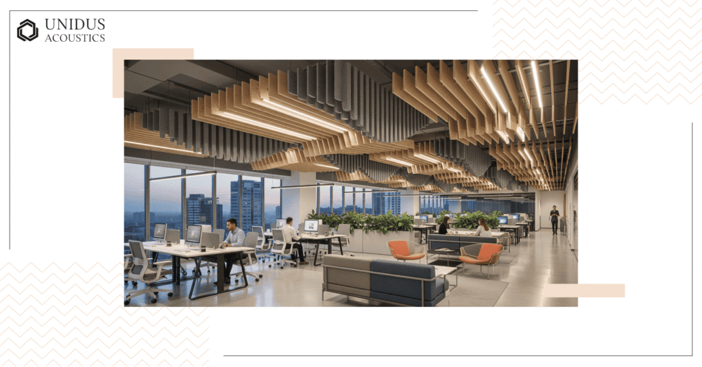 How Advanced Acoustic Ceilings Are Transforming Adaptive Workspaces for Maximum Functionality 3 Unidus Acoustics_Advanced acoustic ceilings are transforming workspaces