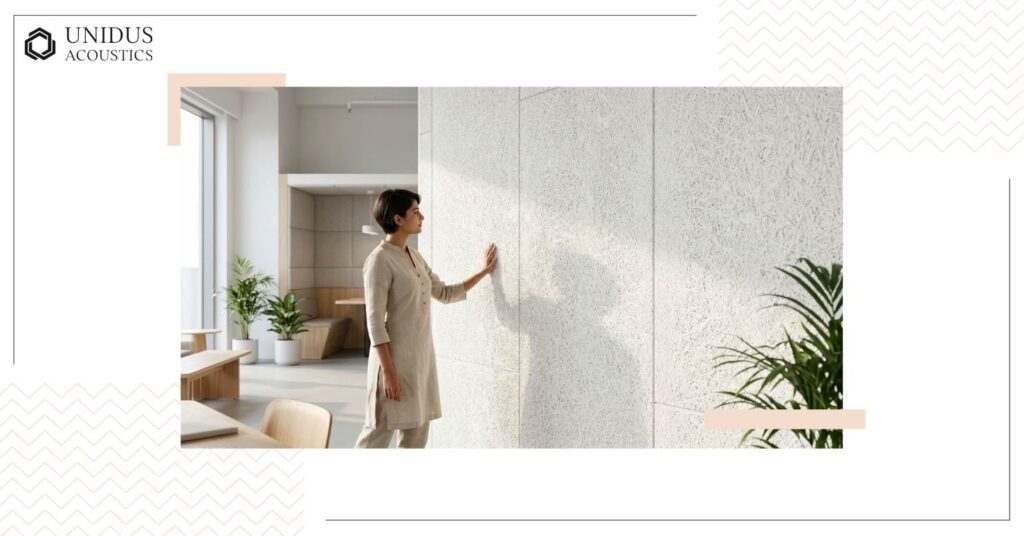 White wood wool panels