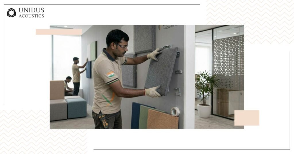 6 Partition Wall Sound Insulation Methods That Work in Office Fit-Outs 5 Acoustic Panels Mounted on Partition Surfaces
