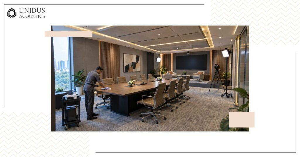 Specifying Acoustic Panels for AV-Integrated Boardrooms and Broadcast Studios 4 Fire rating and cleanability for rooms that double as media spaces